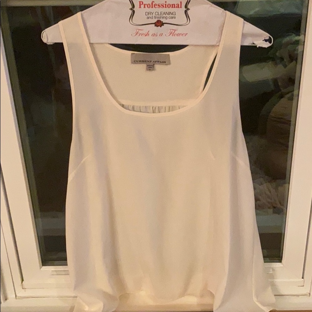 Current Affair Racerback tank- small in cream/ wht